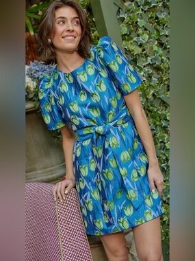 ABBEY GLASS Marty Dress Cobalt Tulip Jacquard NWT
